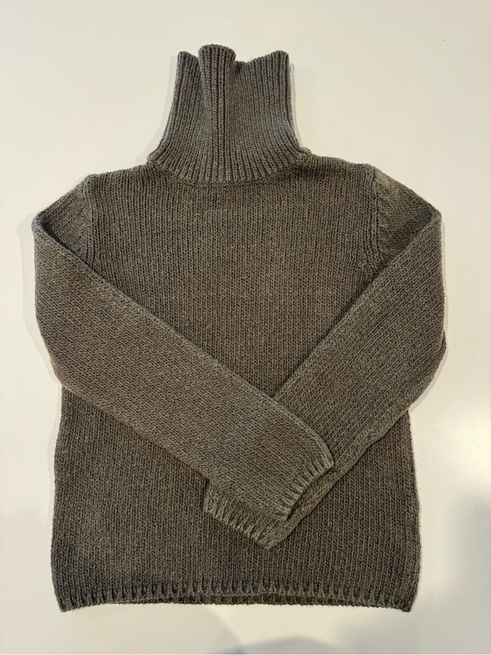 🐑 Isda & Co Women's Cozy Deep Olive Gray Turtleneck chunky knit Sweater XS S